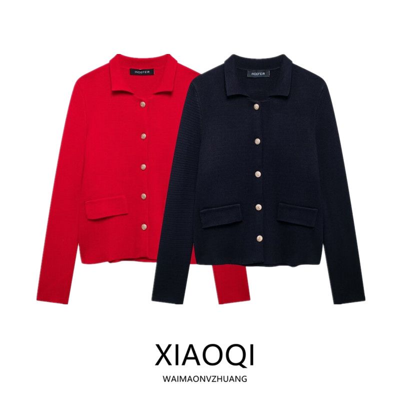 Fashion Style 2024 Autumn New Women's Clothing Casual Loose Easiest for Match Decorated Row Button Knitting Outwear 3471111