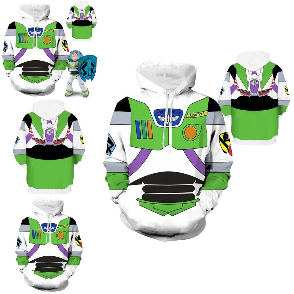 Toy Story Buzz Rakeťák Grafická Mikina s Kapucí Cosplay Kostým Měkký Prodyšný Pulovr