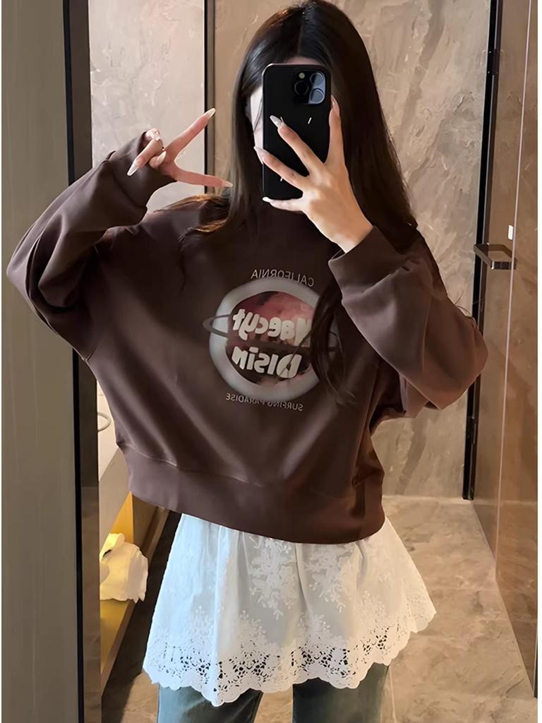 Hoodie Hem Lace Skirt: Butt-Covering High Waist Layer for Autumn/Winter
