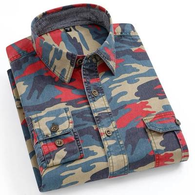 Chemises Cargo Camouflage en Coton pour Hommes Haute Qualité Randonnée Plein Air Sports Manches Longues Chemises Décontractées Hommes