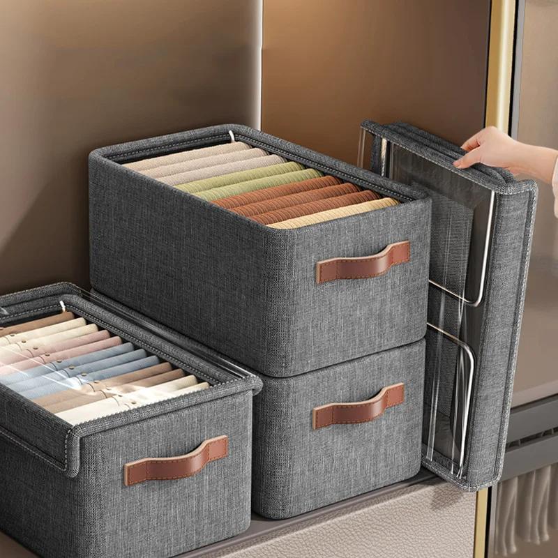 Clothes And Pants Storage Box Household Fabric Drawer Wardrobe Foldable Wardrobe Storage And Organizer With Steel Frame