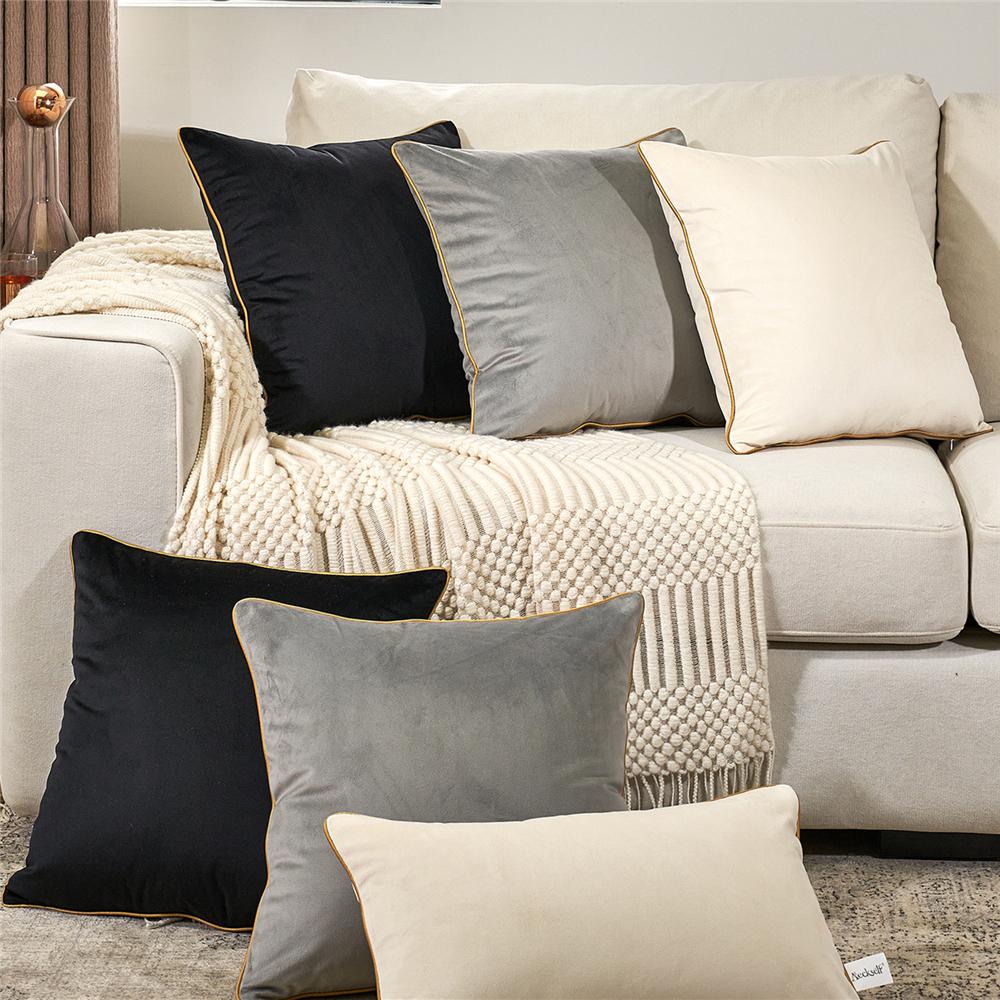 Einfarbige Samtkissenbezüge Weiche Dekorative Kissenbezüge für Sofa Schlafzimmer Heimdekoration Kissenbezug Weiß Grau Schwarz Blau