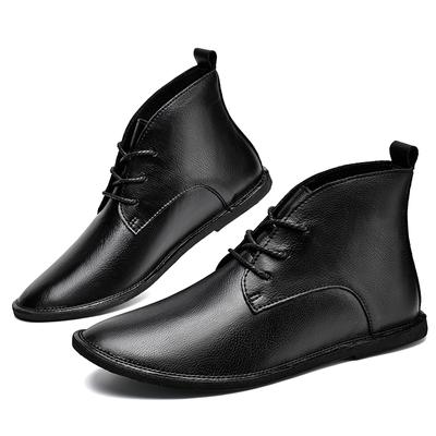 Men's Classical Retro Leather Chukka / Turf Boots Men Fashion Ankle Boot Mens Lace-up Short Desert Boots High-Top Shoes