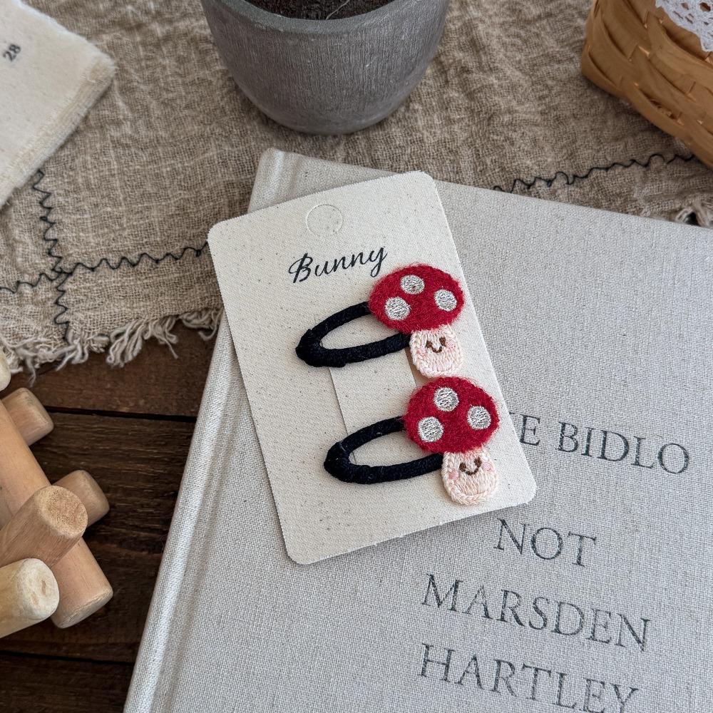 Cartoon Embroidery Children's Hairpin Cute Mushroom Girl Bangs Side Clip Hairpin Hair Clip Kids Hair Accessories Headwear