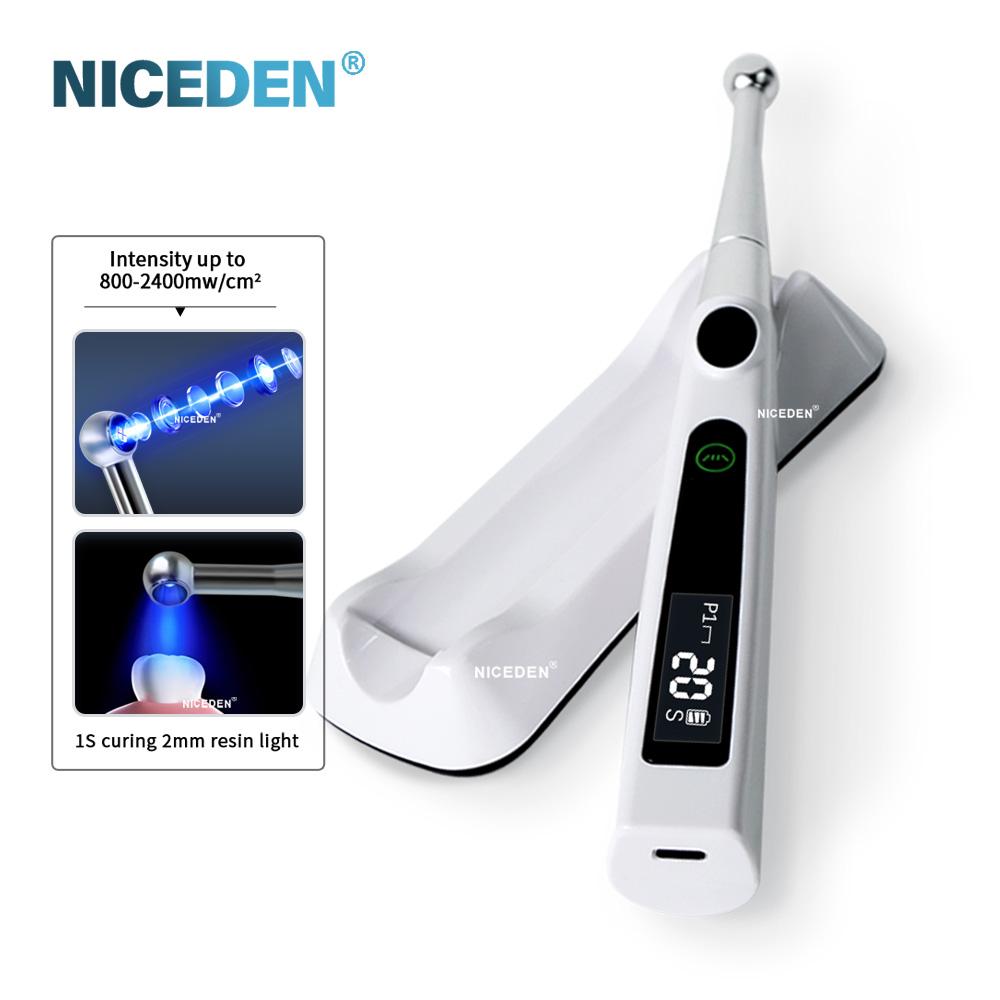Niceden 1S Dental Curing Light Wireless LED Cure Lamp Max 2400mW/cm² Dental LED Lamp Light Cure