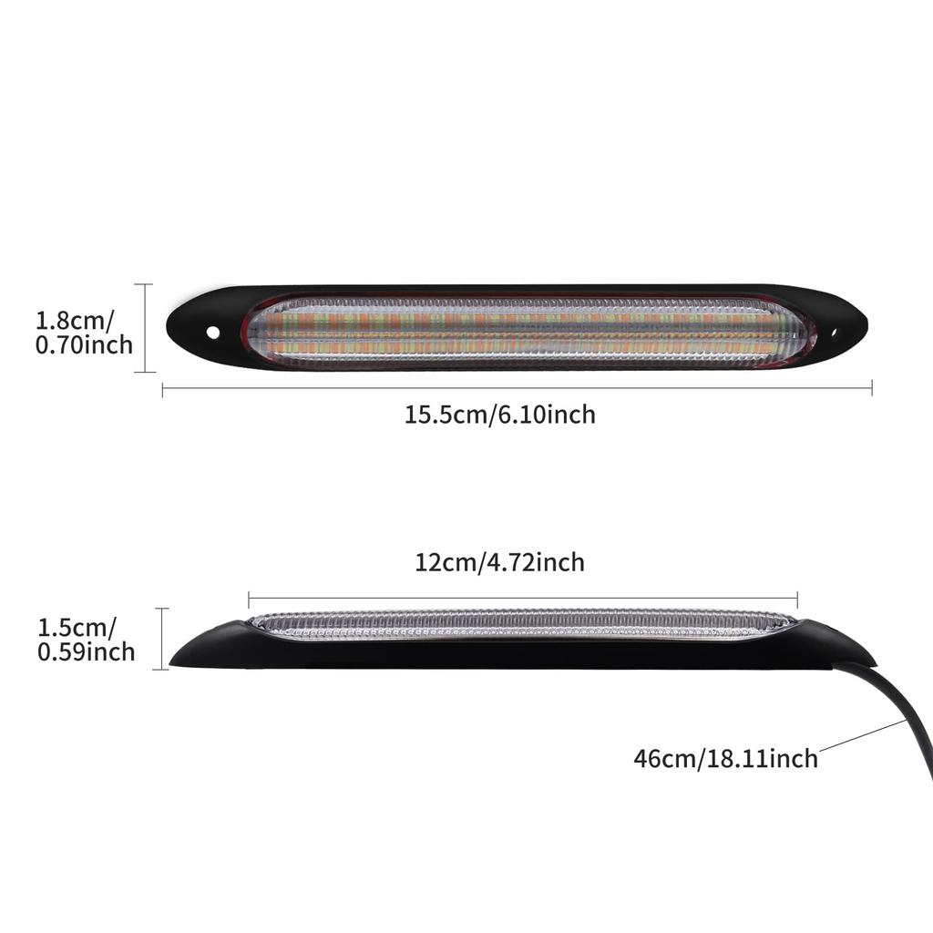 Biqing Daytime Running Daytime Running Universal Waterproof DRL Driving 12V Fog LED Set of 2 15.5cm Lights, Two-Color (White + Amber) Lights, Lamps,