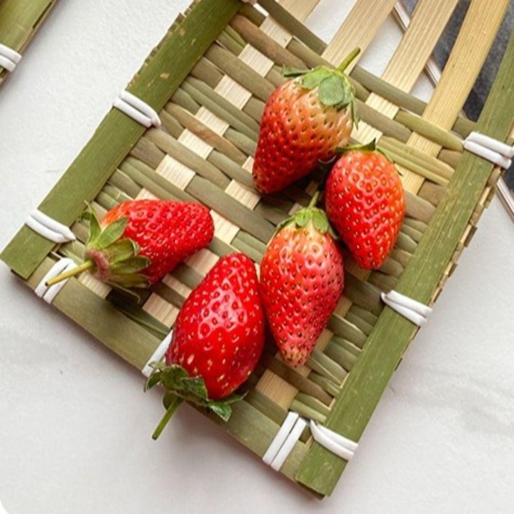 2Pcs Reusable Woven Serving Tray Bamboo Sashimi Tray Simple Refrigeration Plate  Kitchen