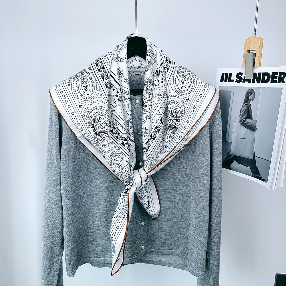 Autumn 90 Twill Silk 14 Momme Mulberry Silk Square Scarf Shawl - Live Simple Collection