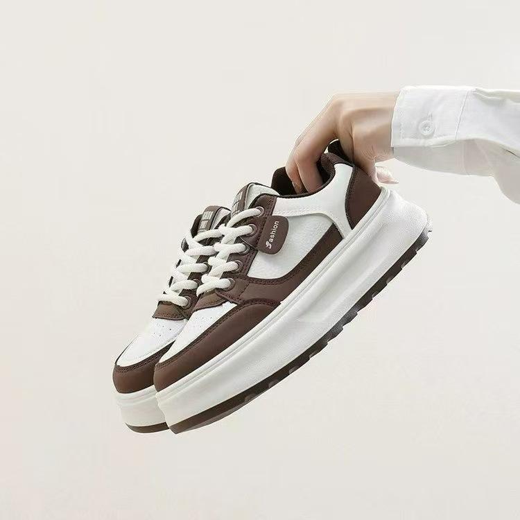 4-color Little White Shoes Women's Spring 2025 New Versatile Casual Leather Panel Shoes Niche Heightening Platform Single Shoes