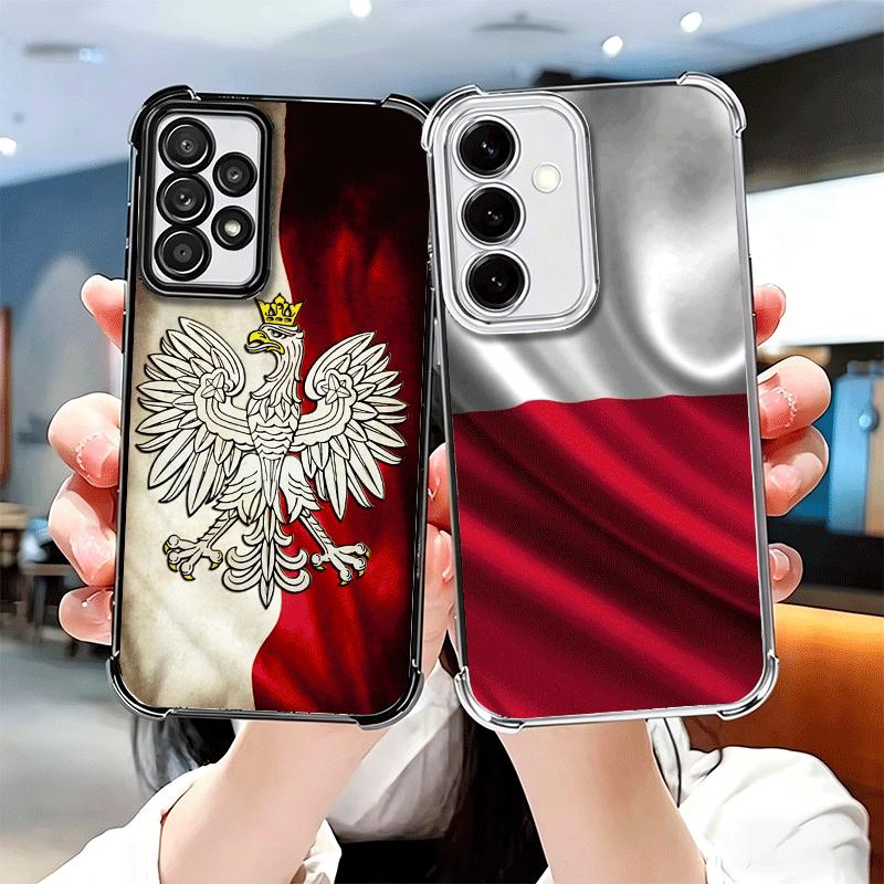 Poland Flag White Red Plating Phone Case For Samsung A17 A07 A37 A57 A16 A56 A15 A55 A14 A54 A13 A53 A26 A36 A25 A35 A24 A34 A23