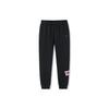 Logo Color Block Printed Drawstring Cuffed Knit Casual Sports Straight Leg Pants Women Bottoms Black 162138306-1