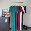 Short-sleeved Lapel Knitted Skirt Women's 2025 Summer and Autumn New Pit Strip Single-breasted Tight Mid-length Dress