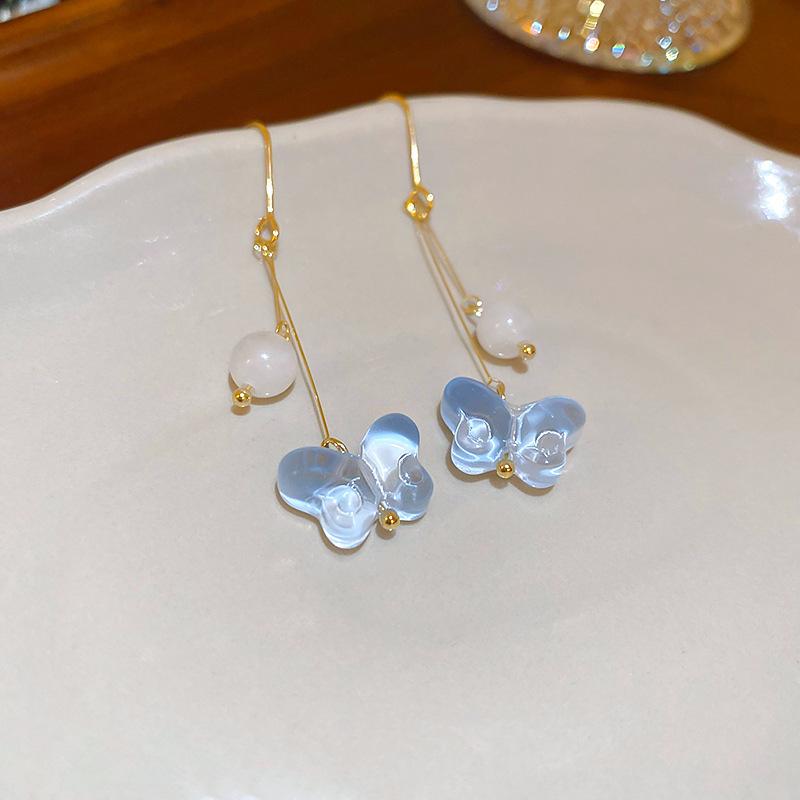 Boucles d'oreilles Guofeng Aiguille d'argent Zircon Franges Rétro Luxe Léger Haut de gamme Boucles d'oreilles Puces Niche Polyvalentes