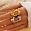 Edelstahl Hohlring Vintage Barock Geometrisch Oval Überzogene Öffnungsring Damen Herren Lässig Party Mode Zirkon Geschenke