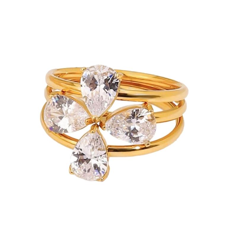 3pcs/Set Elegant 18K Gold Color Adjustable Size Threaded Ring Accessory Stylish Finger Accessories for Fashionistas