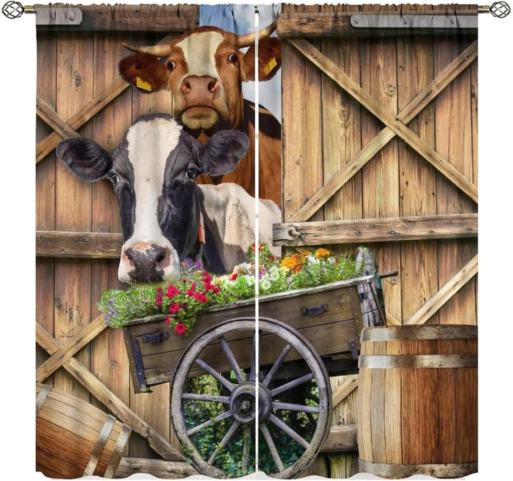 Tende per Finestre con Motivo Floreale Botanico di Galli e Galline, Stile Rustico, per Cucina, Soggiorno, Camera da Letto