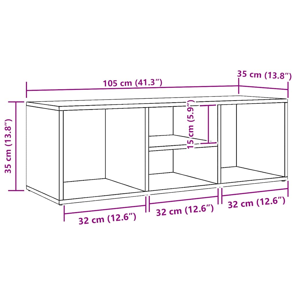 Shoe Bench Concrete Grey 105x35x35 cm Engineered Wood