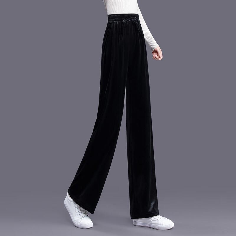 Sibaishe Dámské velurové ležérní kalhoty se širokými nohavicemi