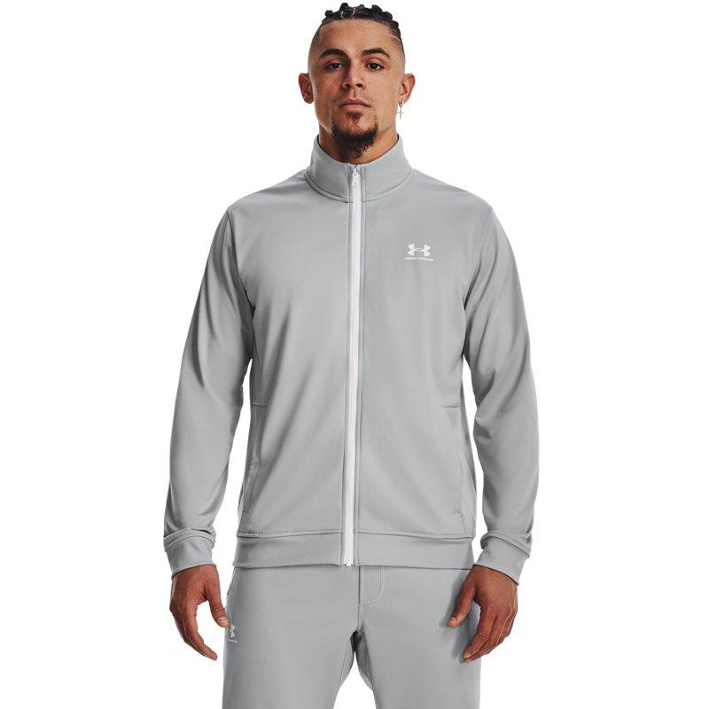 Under Armour Solid Color Stand Collar Fitted Long Sleeve Jacket Men Jackets Gray 1329293-011