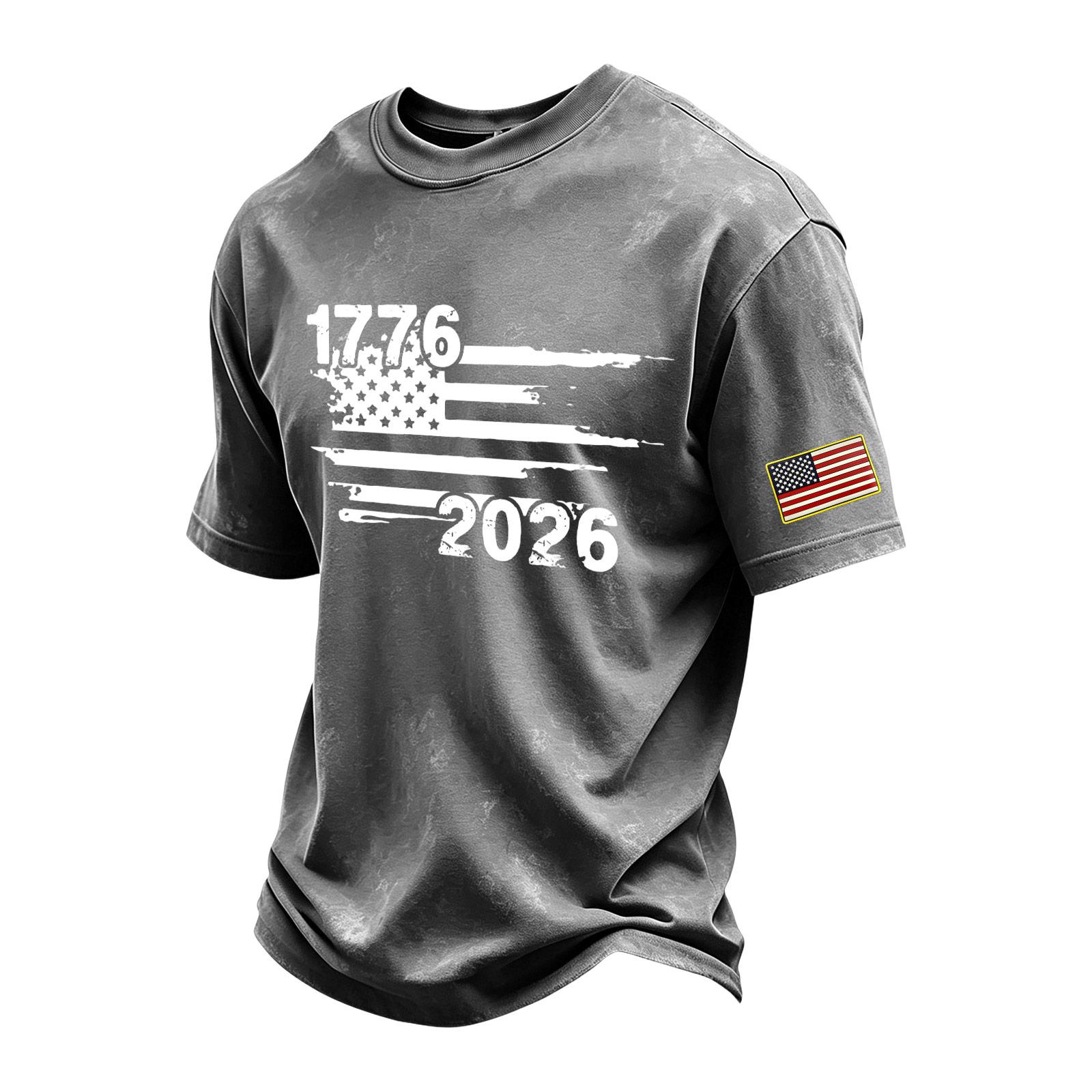 

Men s Vintage Washed Independence Day Graphic Crew Neck Short Sleeve T Shirt Soft Fabric Casual Fit Summer Top L