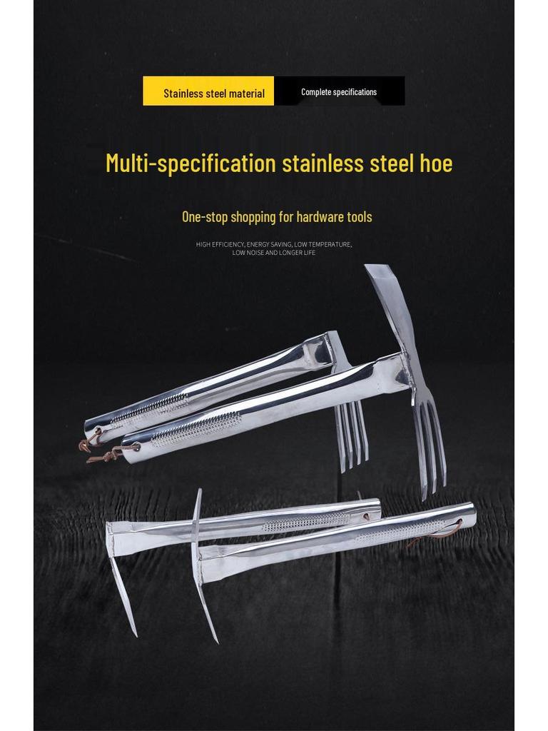 Stainless Steel Multi-functional Gardening Hoe: 2-in-1 Flat Handle for Planting & Soil Turning