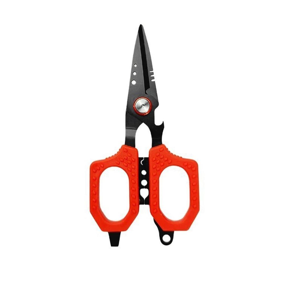 High Strength Precision Fishing Scissors Anti-slip Grip Double Serrated Luya PE Scissors Rust Resistant Bottle Opener