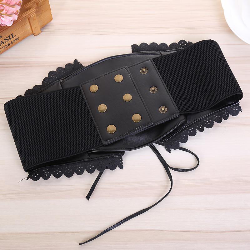 Women'S Extra Wide Waist Elastic Waist Seal Black Elastic Wide Belt Skirt