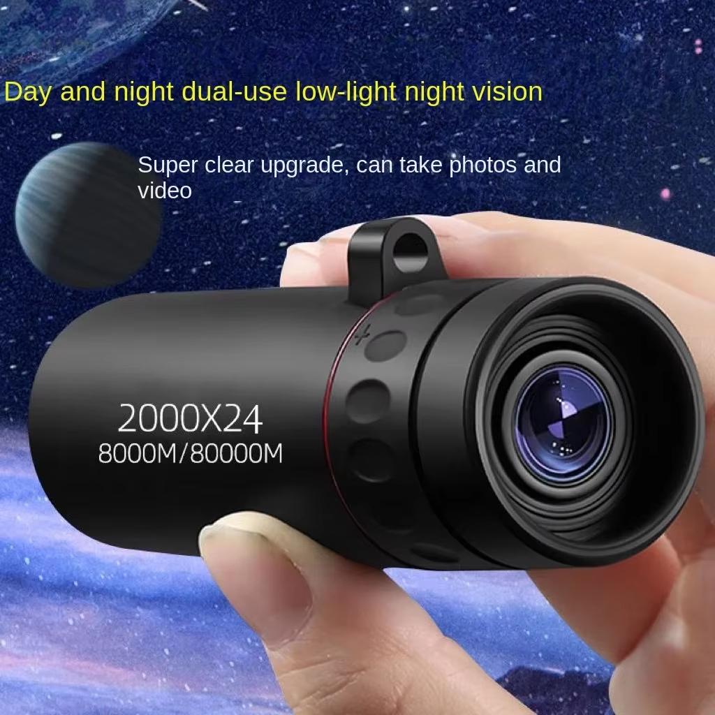 

2000x24 HD Monocular Telescope Mini Portable for Outdoor Enthusiasts Mobile Phone Telescope with Holder for Camping Hunting