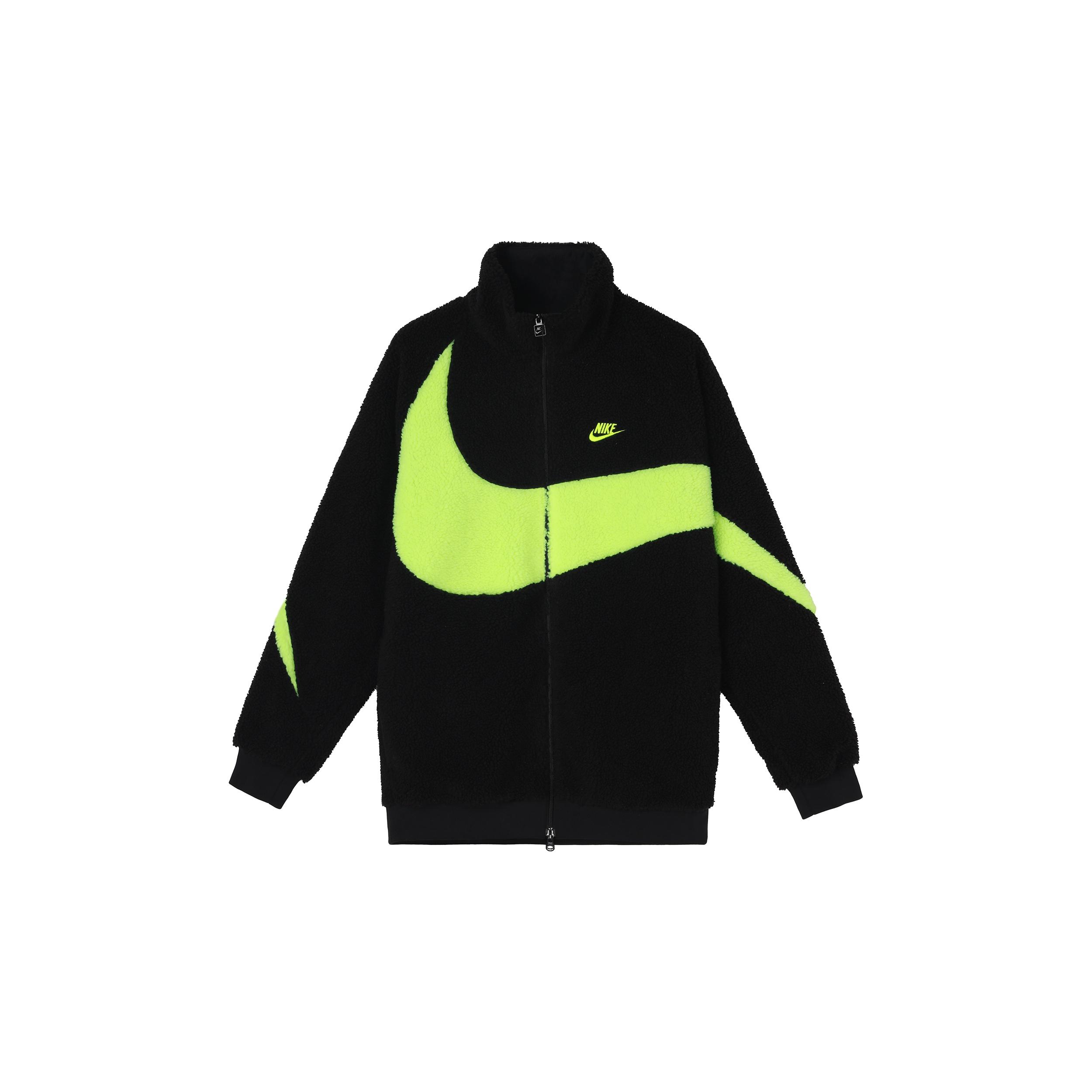 Nike Big Swoosh Reversible Boa Jacket (Asia Sizing) Black Neon Men s BQ6546-017 M