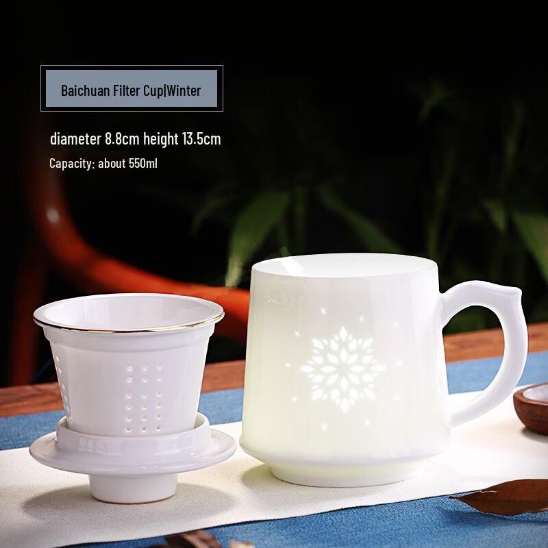 Jingdezhen Ceramic Tea Cup with Infuser and Lid