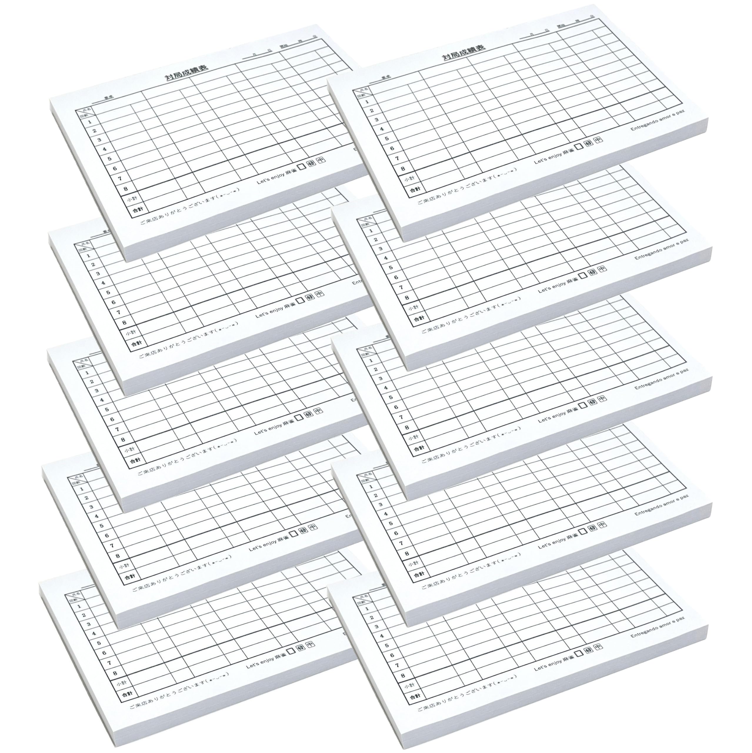 

Mahjong Score Sheets, 100 Sheets per Book, Set of 10, Score Recording Chart for 8th Dan Players, Entregando amor e paz