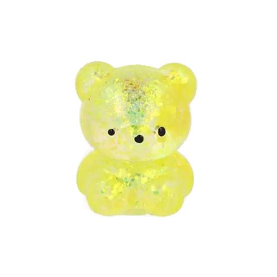 Mini Glitter Bear Squeeze Toy Stress Relief Clear Bear Stress Sugar Ball Sensory Toy Soft Slow Rising Decompression Fidget Toy
