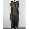 Cross-border Vacation Sexy Knit Sleeveless Dress: Solid Color, Round Neck, Breathable, High Slit, Beach Cover-up