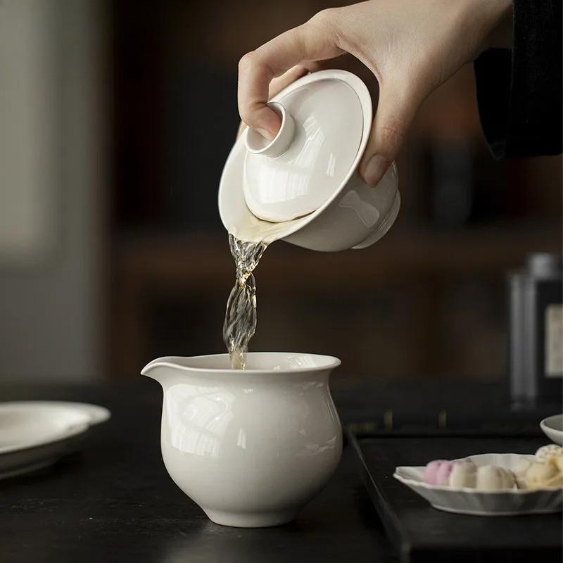 160ML Grass Ash Three Talents Gaiwan Creative Tea Tureen Household Tea Bowl With Lid Kit Tea Brewing Cover Bowl Cha Decoration