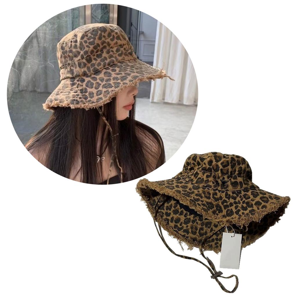 Oversized Brims Sun Hat Vintage Wide Trim Leopard Design Hat Outdoor Activities Casual Daily Wear For Men Women