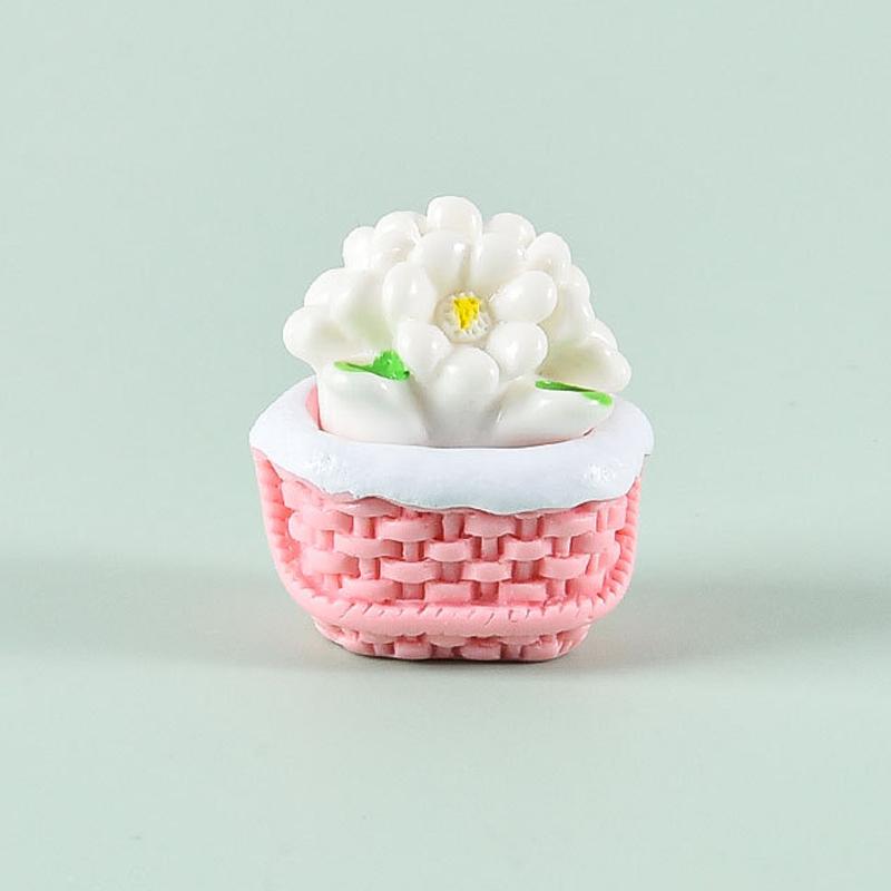 Mini Flower Basket Ornament Flowerpot Potted Plant Bonsai Micro Landscape Dollhouse Miniature Toy Car Decoration
