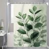 Botanischer Duschvorhang mit Blattdesign - Grün Polyester Badezimmerdekor mit Haken, Erhältlich in mehreren Größen, Nur Handwäsche