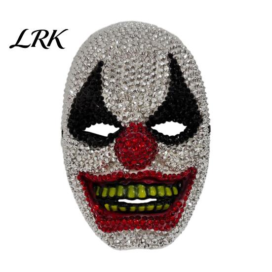 Scary Clown Mask Halloween Rhinestone Mask, Creepy Joker Full Face Sparkling for Masquerade Cosplay Costume Party