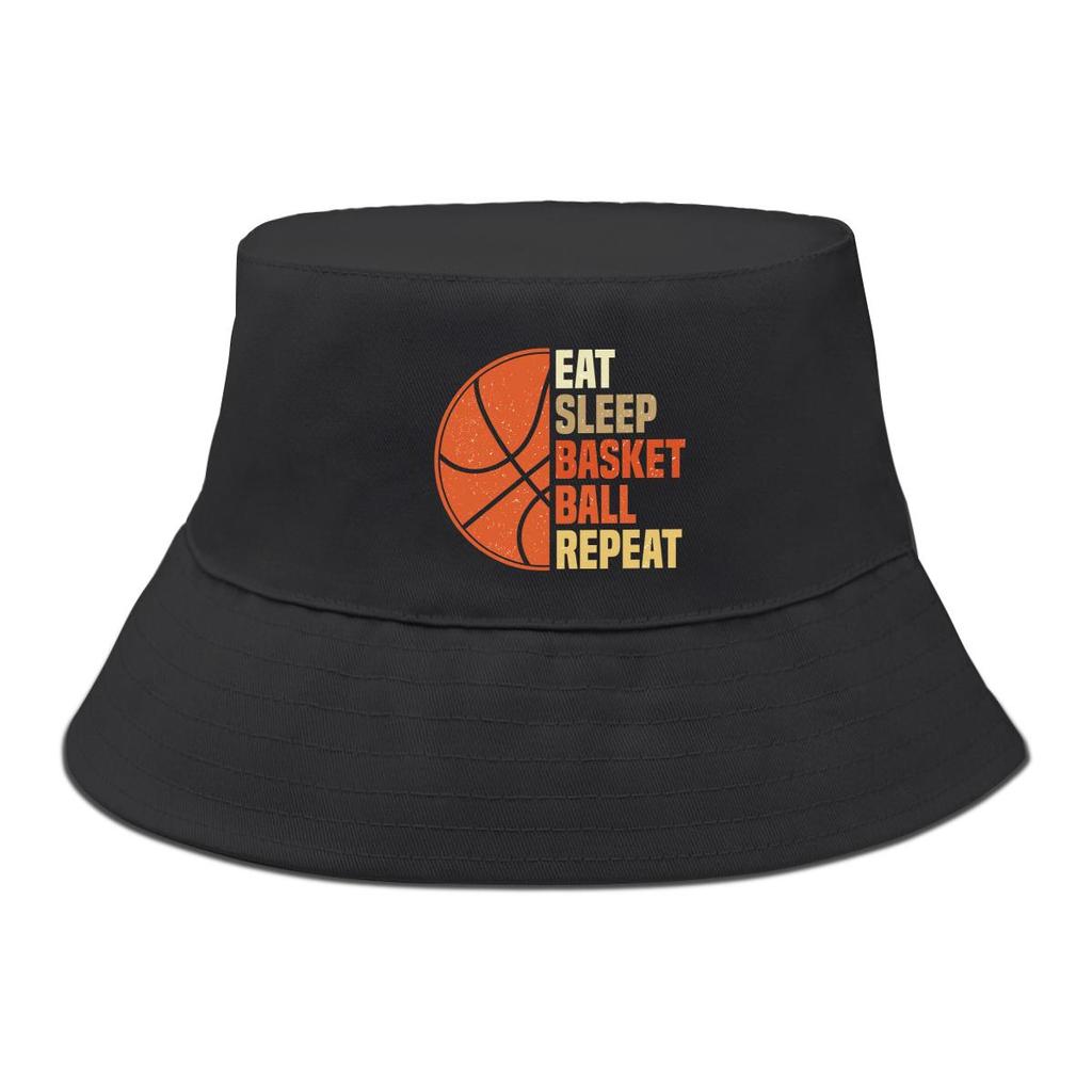 Bucket Hat With "EAT SLEEP BASKET BALL REPEAT" Print , Women's Hat Reversible Casual Wide Brim Fishing Cap