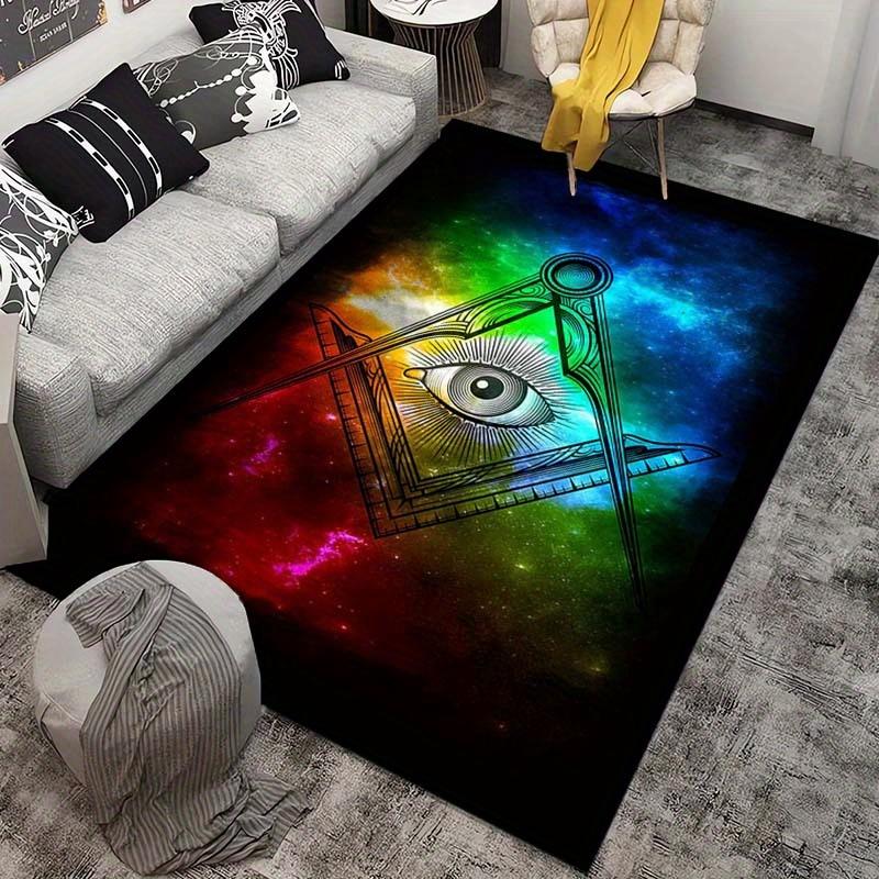 Eye of Providence Rug for Mystical Living Room | Cosmic Symbol Carpet | Esoteric Home Decor Pieces Skid resistant carpet