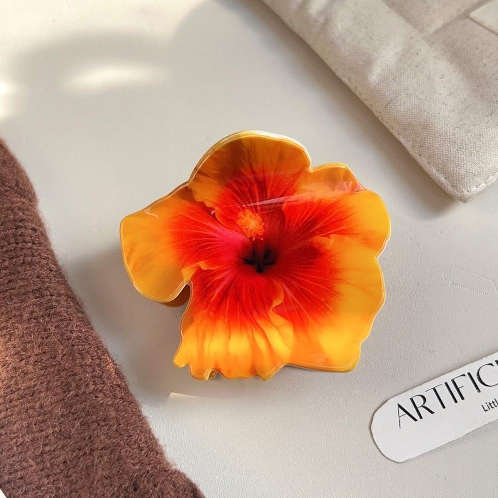 Double-sided Printing Hibiscus Flower Hair Claw Hawaiian Flower Hair Clip For Girls