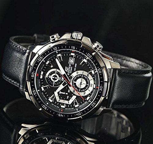 CASIO EDIFICE 100m wasserdichte Chronographenuhr mit echtem Lederarmband [Casio] EFR-539L-1A Herren [Artikel]