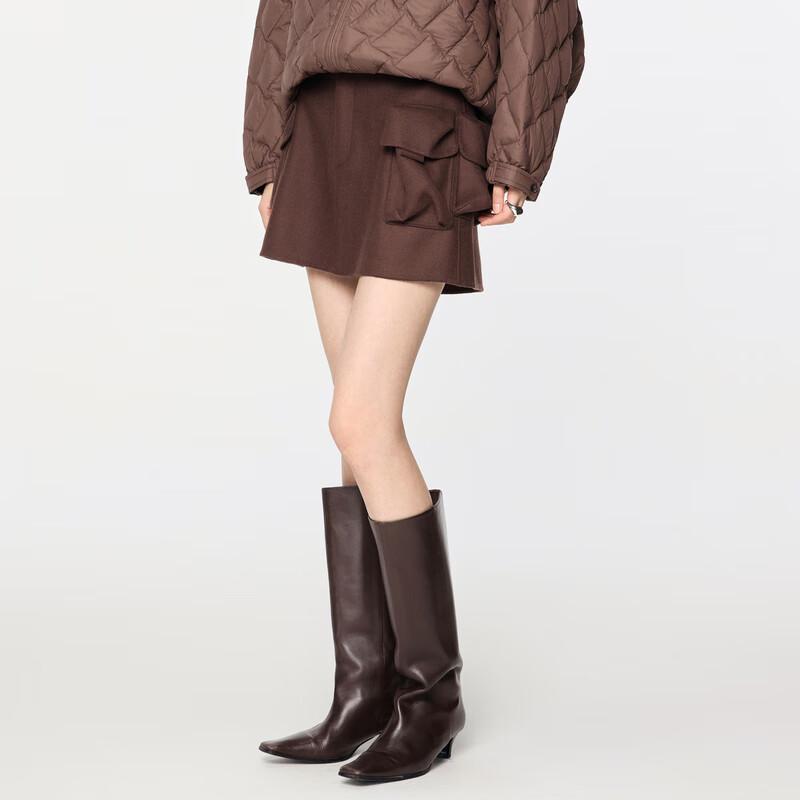 JNBY Women's Wool Blend A-Line Mini Skirt with Utility Pockets