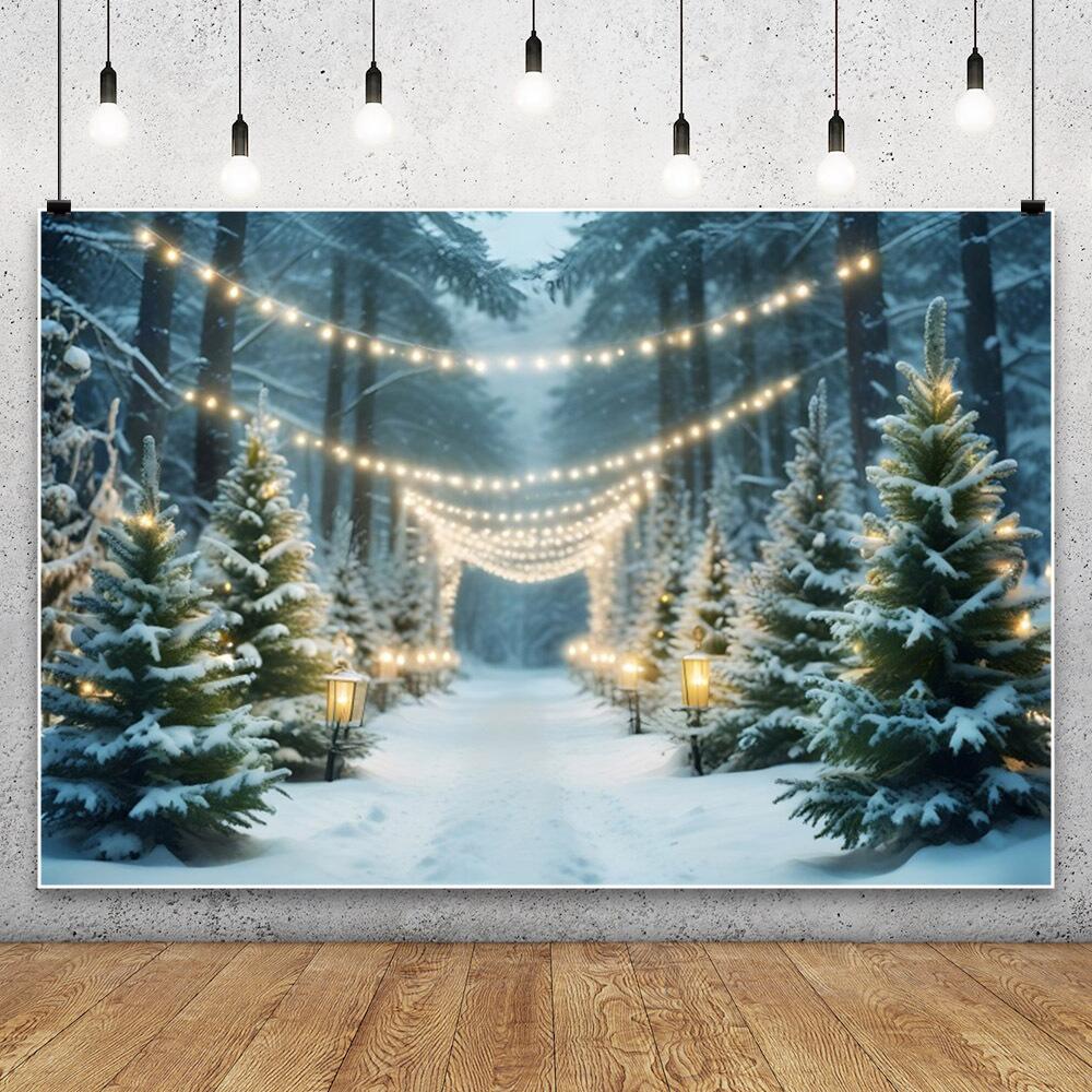 Winter Snowflake Christmas Photography Backdrop Decor Xmas Pine Tree Snowman Glitter Merry Christmas Party Photo Background Prop
