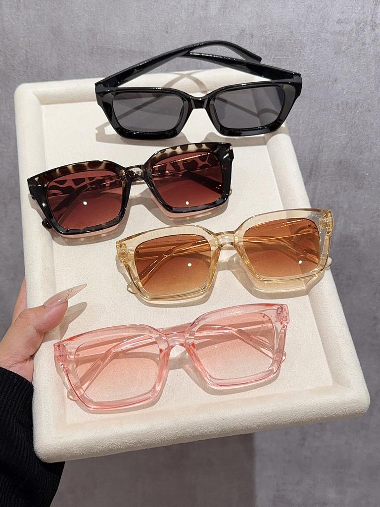 4Pcs Square Frame Glasses Set Multi-Color Fashionable Decorative for Daily Casual Holiday Gifts