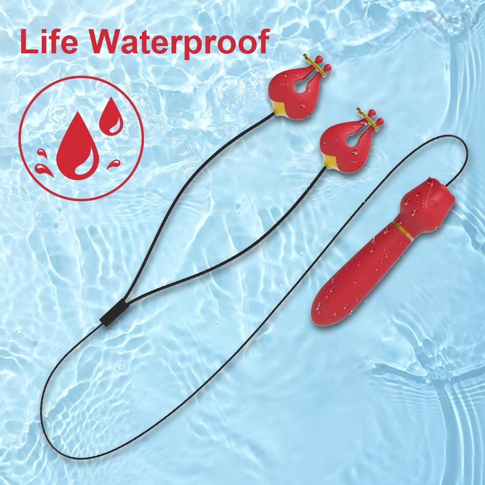 G Spot Rose Vibrator for Women with Nipple Clamps Breast Clips Nipple Clitoral Stimulation Wired Adult Goods Sex Toy for Couple