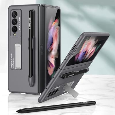 Funda con tapa para teléfono Samsung Galaxy Z Fold3 5G GKK ultrafina para PC con soporte y ranura para bolígrafo