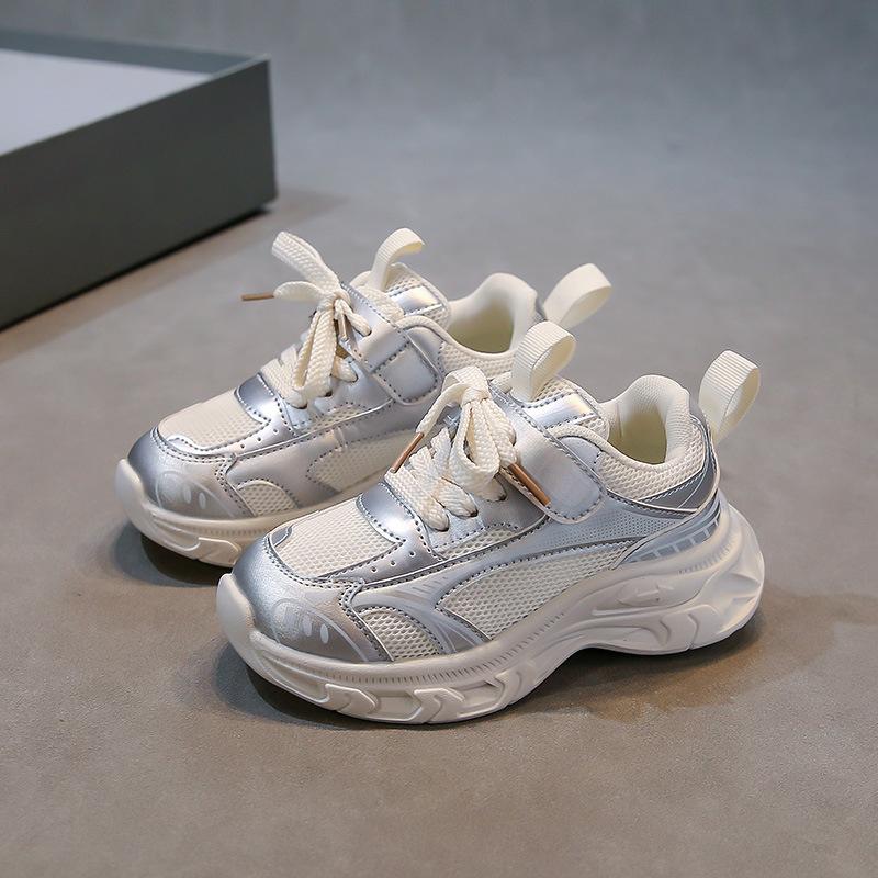 Girls' Sneakers 2025 Spring and Autumn New Children's Soft-soled Dad Shoes Breathable Mesh Boys Lightweight Running Shoes