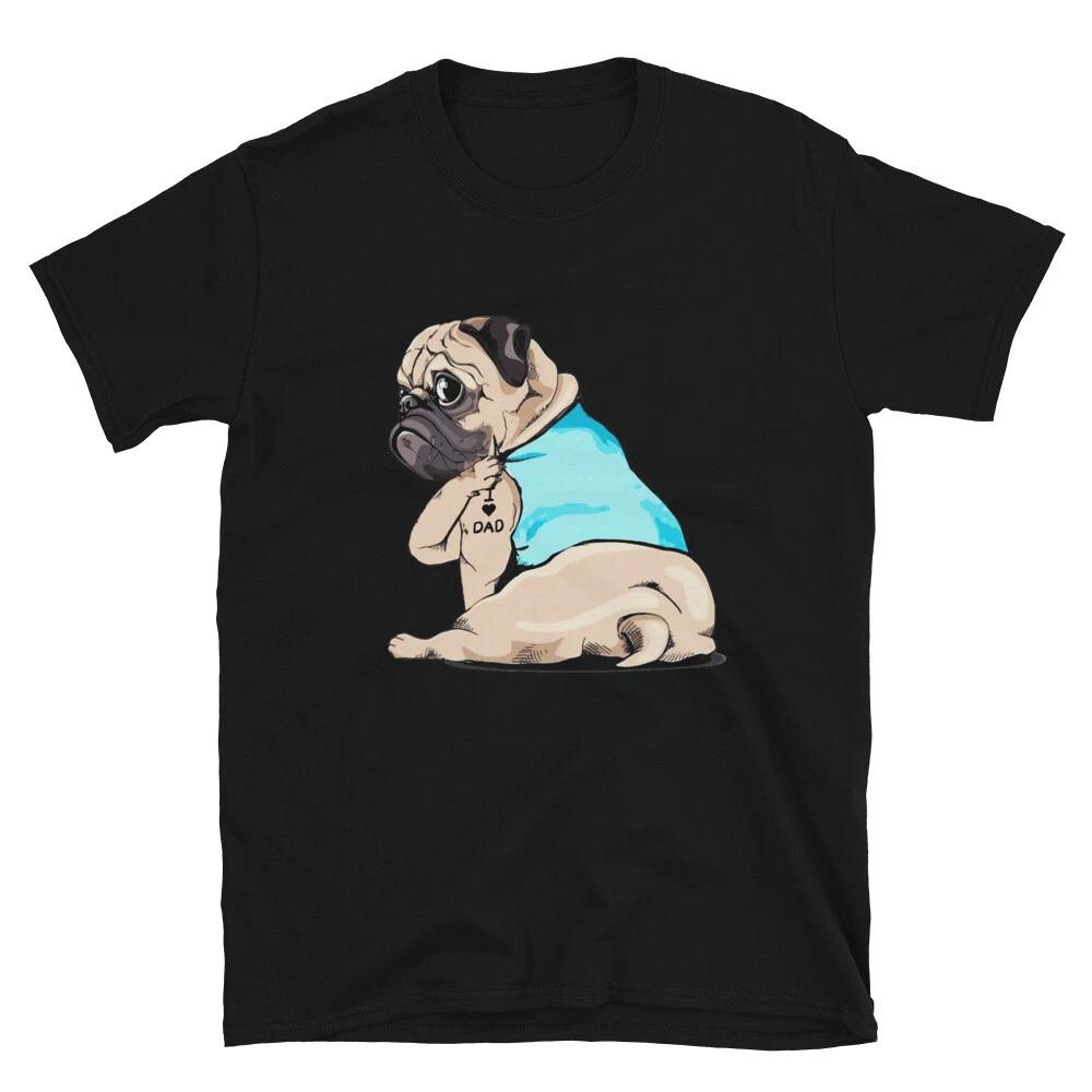 PUGS LOVE DAD PUG DOG T-Shirt L