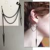 New Fashion Creative Trend Men's Retro Black Tassel Long Chain Punk Earrings Hip Hop Rivets Earrings Female Gothic Party